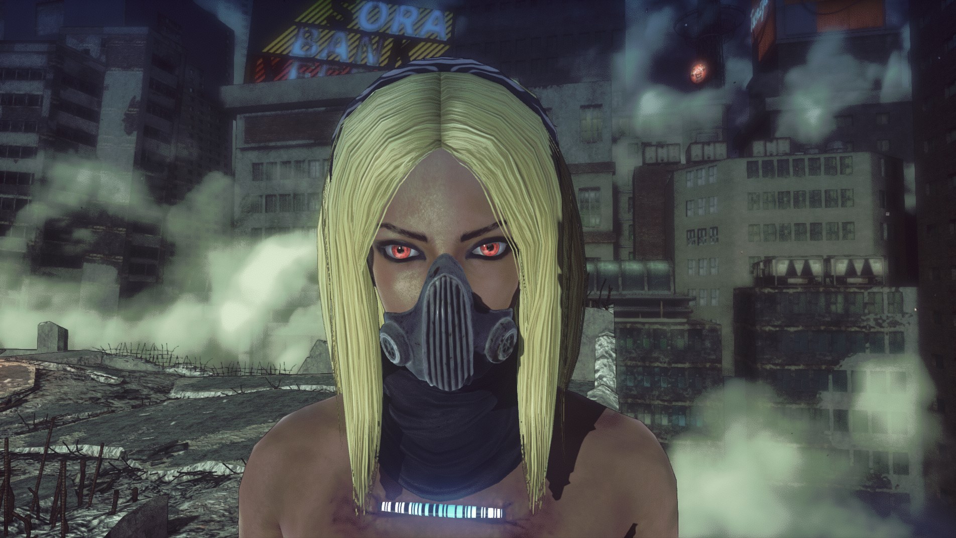 Closeup of the Kat costume in Let it Die.
